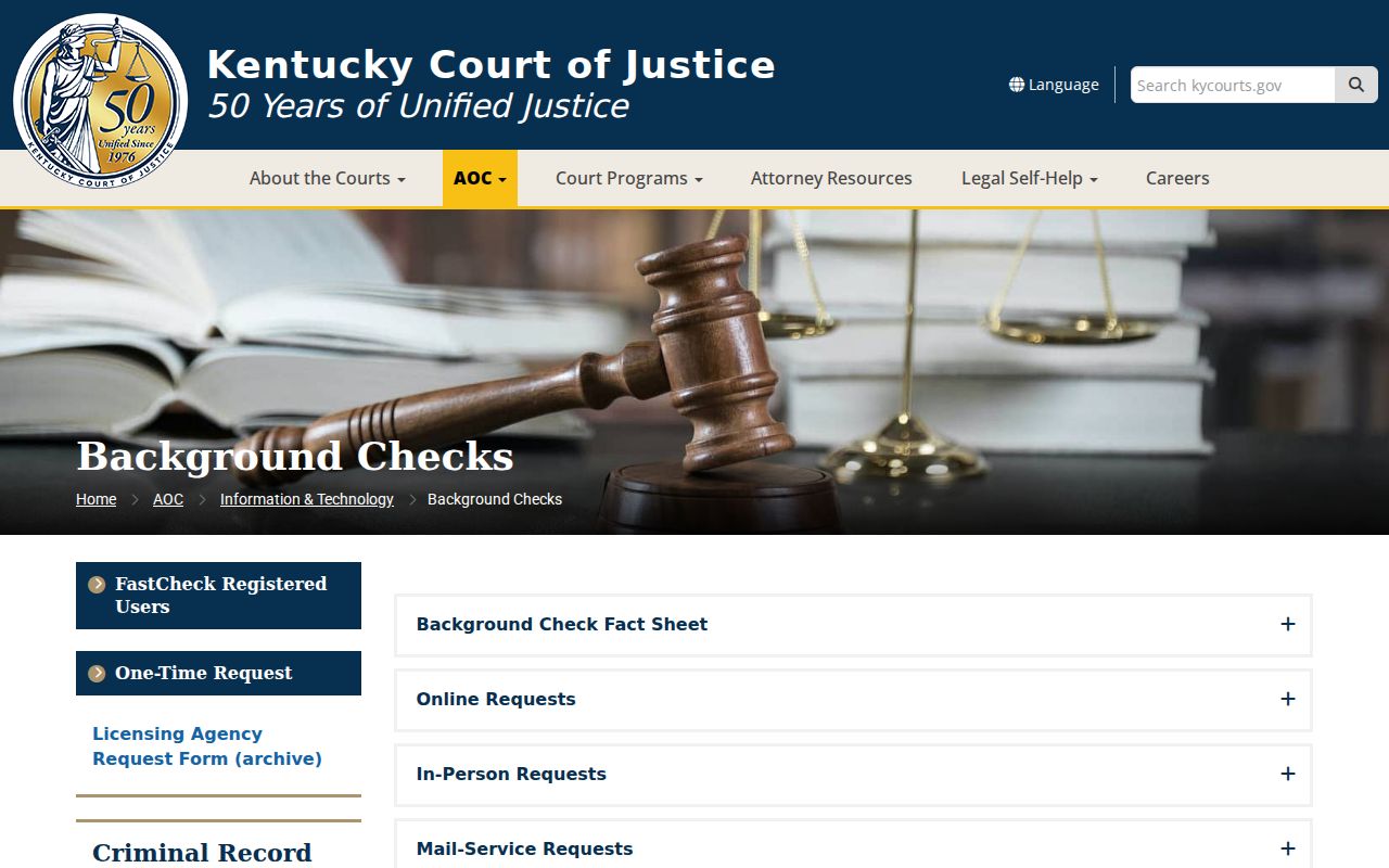 Casey County criminal history through AOC FastCheck