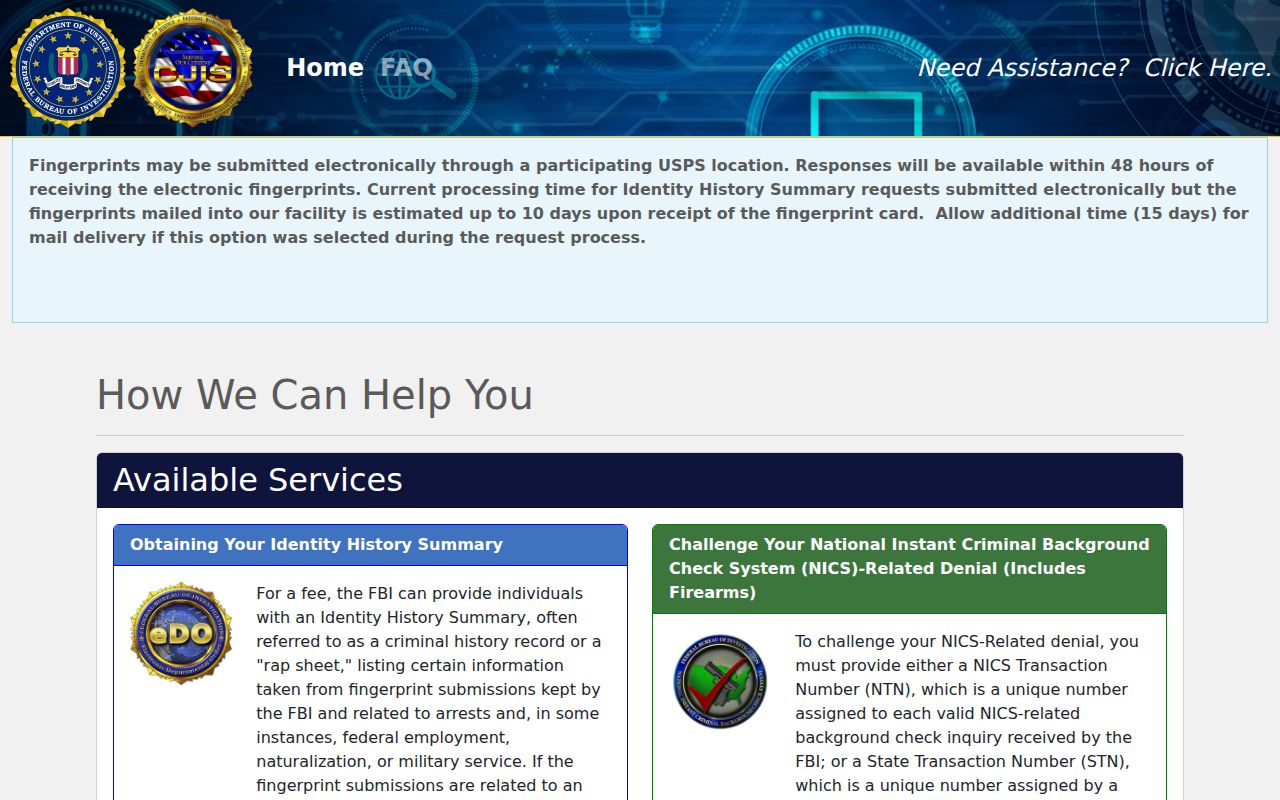 FBI identity history option for Casey County criminal records