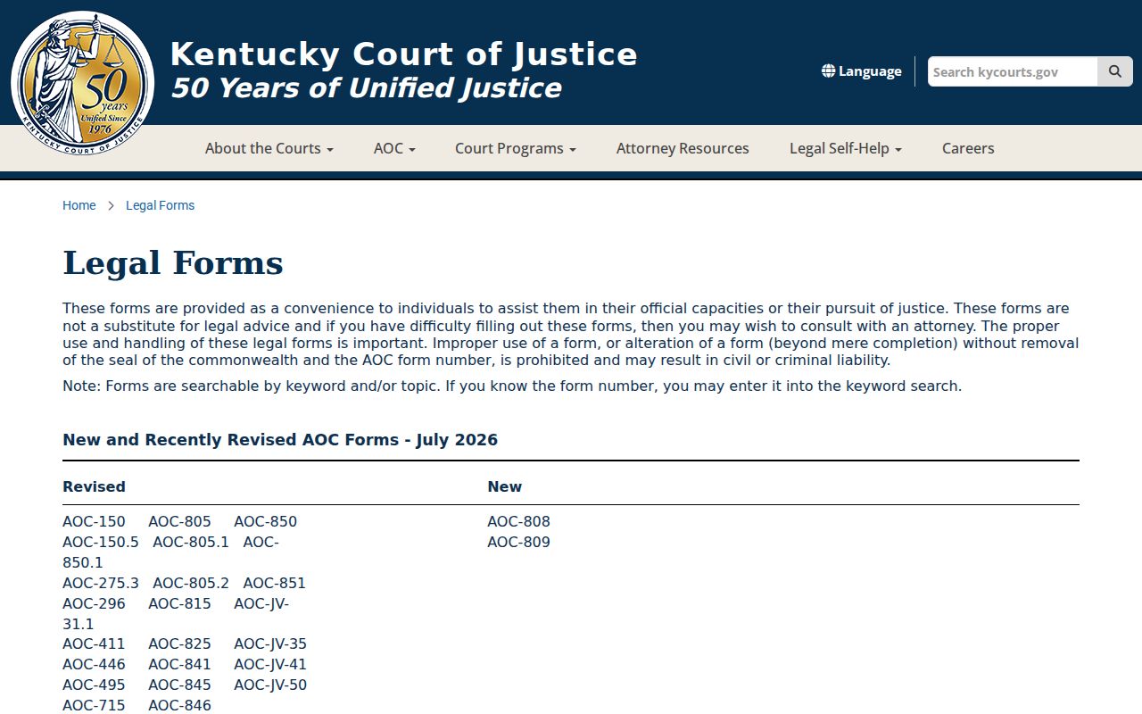 Kentucky forms for Casey County criminal records