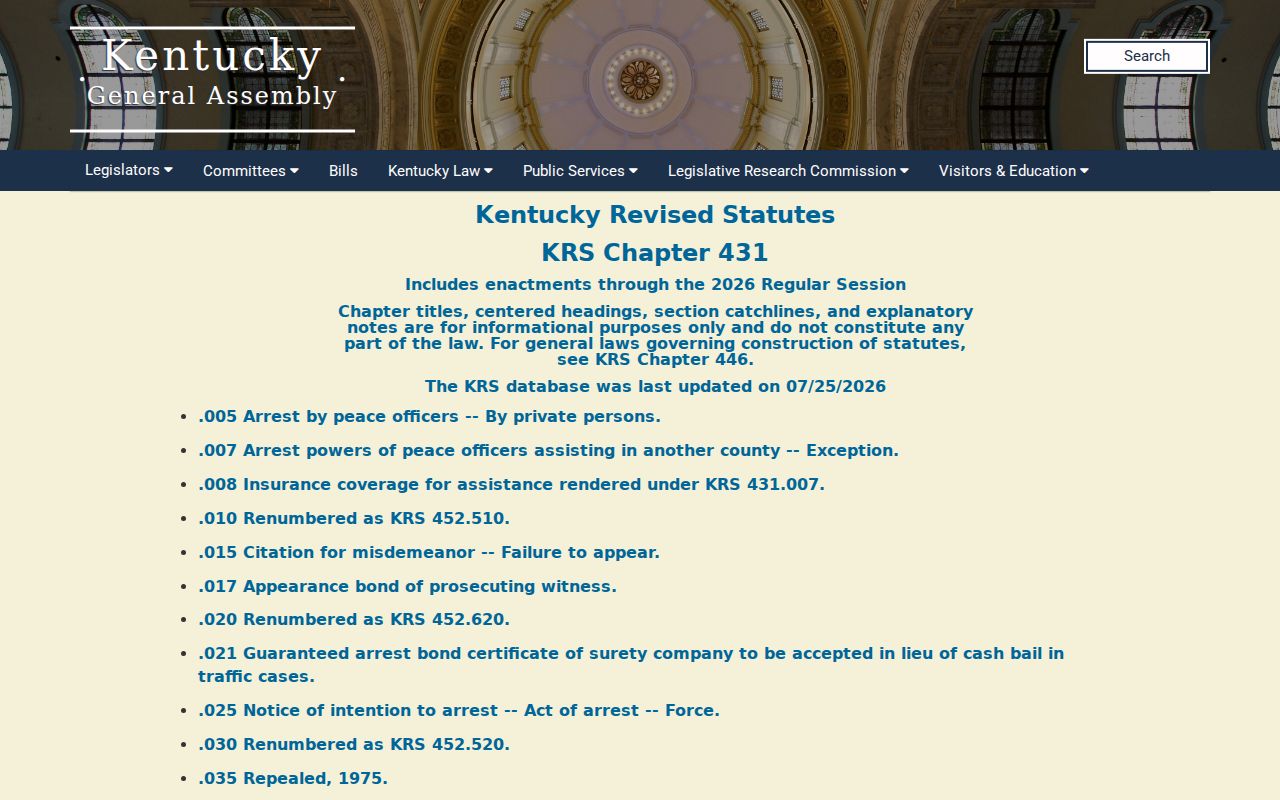 Kentucky law governing Casey County criminal records